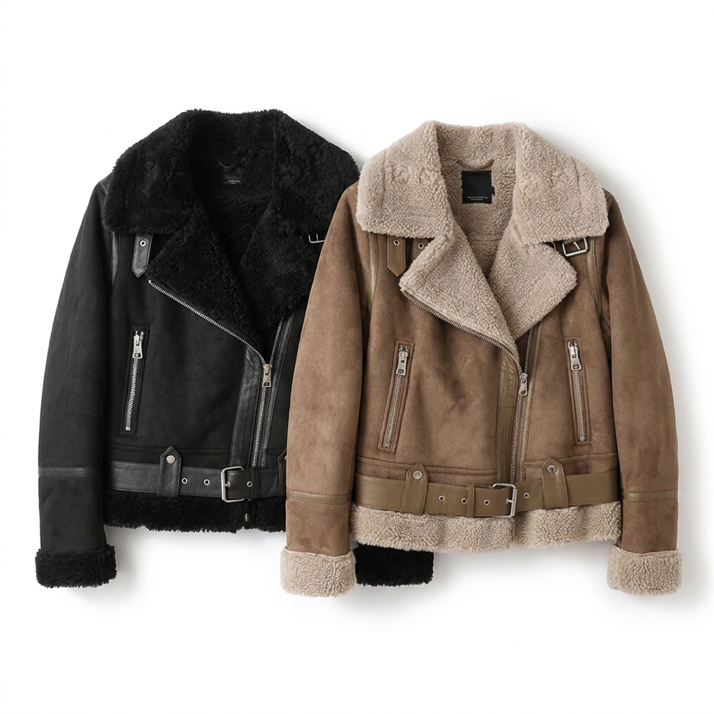 Giacca Biker Donna Foderata in Teddy