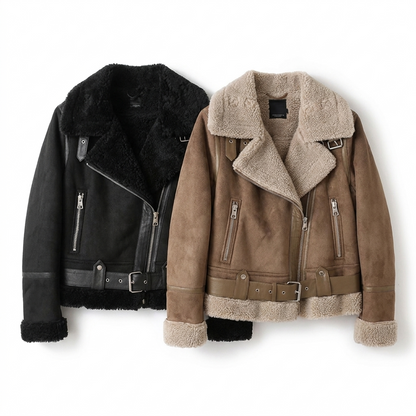 Giacca Biker Donna Foderata in Teddy