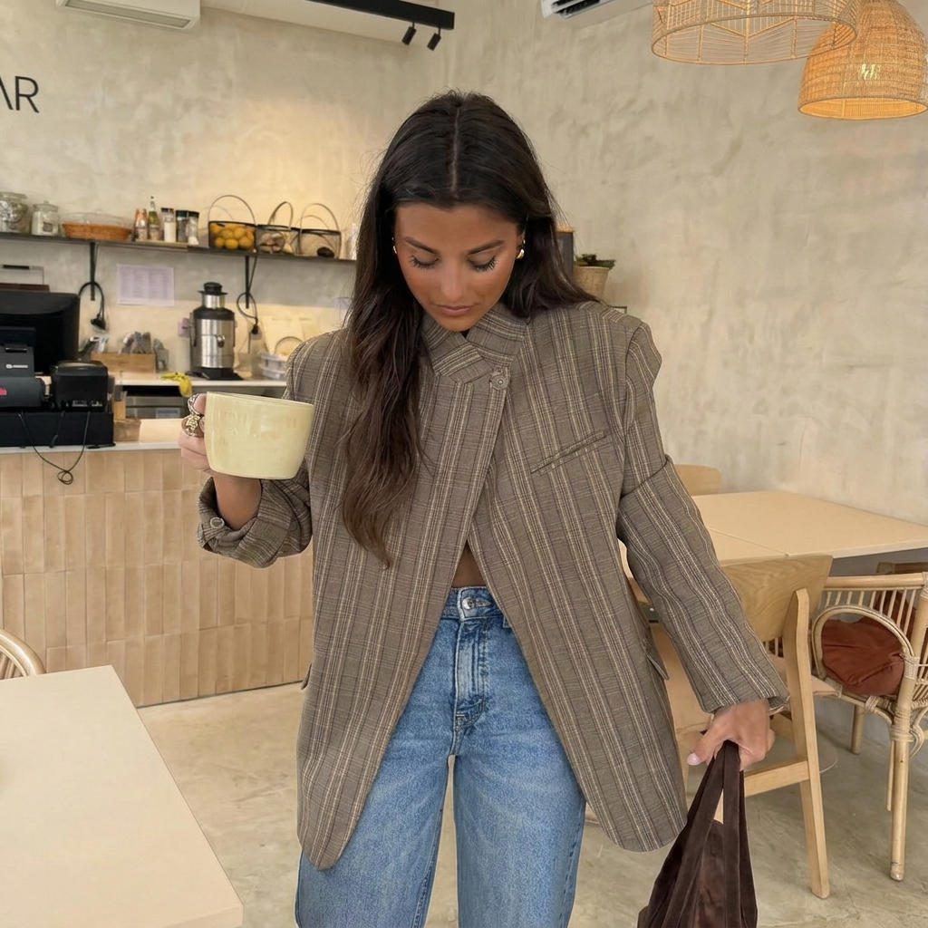 Blazer Oversize con Collo Alto
