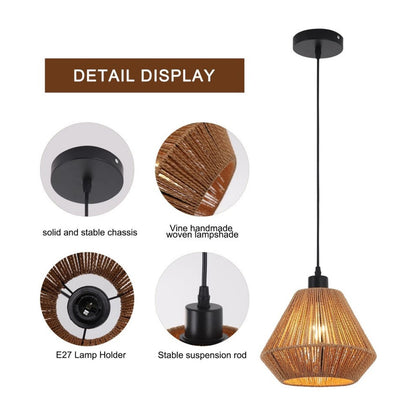 Lampada a Sospensione in Rattan Intrecciato