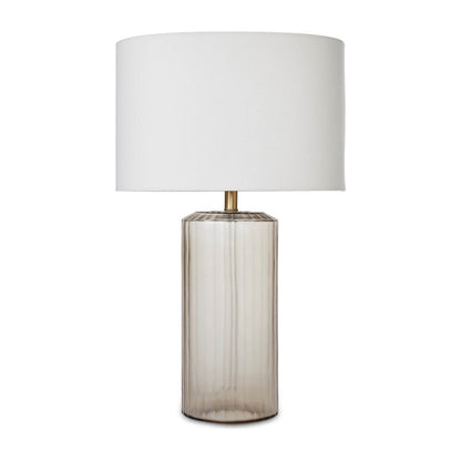Lampada da Tavolo in Ottone con Paralume in Lino