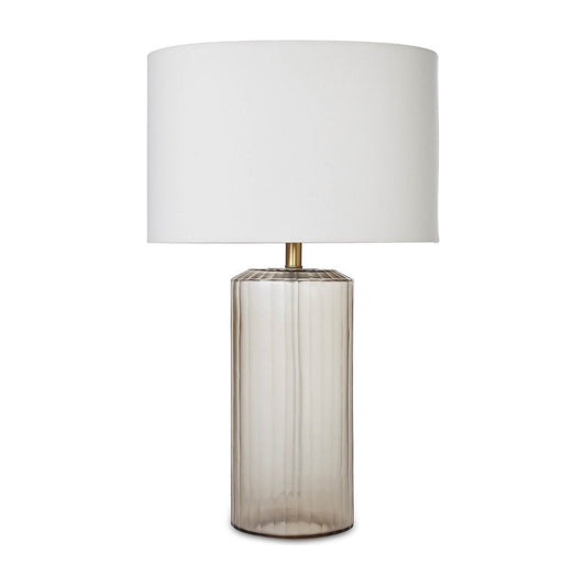 Lampada da Tavolo in Ottone con Paralume in Lino