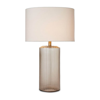 Lampada da Tavolo in Ottone con Paralume in Lino