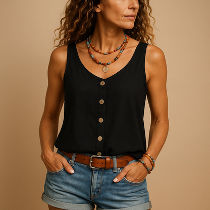 Camicia smanicata leggera con bottoni