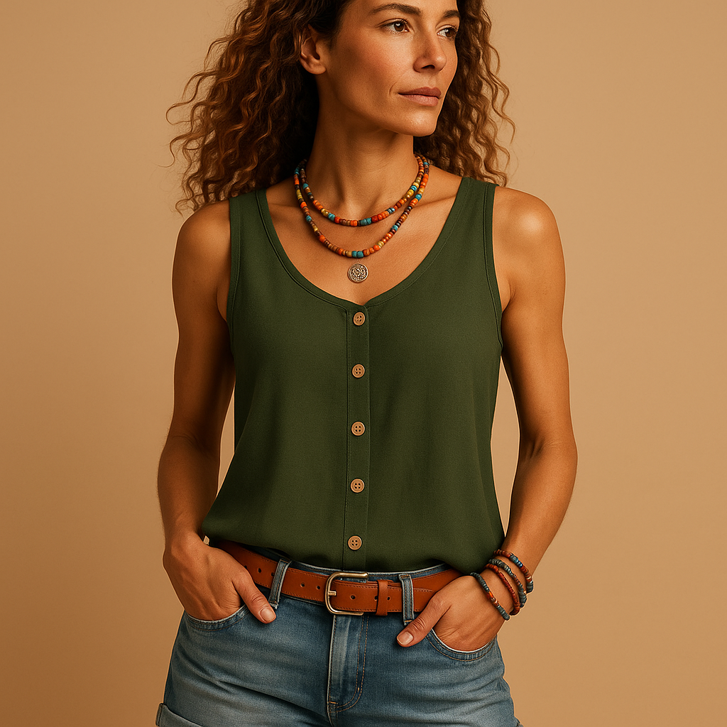 Camicia smanicata leggera con bottoni