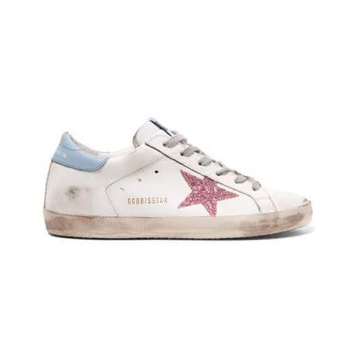 Golden Goose Pure Star Sneakers Azzurre con Stella Glitter Rossa