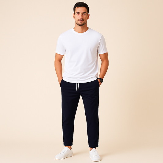 Pantalone slim fit con coulisse da uomo