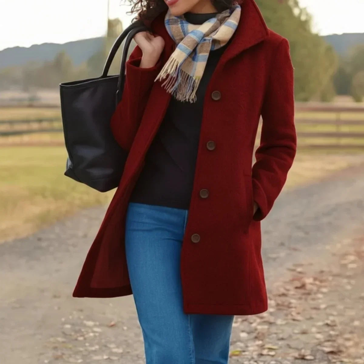 Cappotto midi in lana monopetto