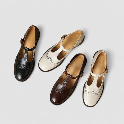 Scarpe Mary Jane in pelle con cinturino a T e fibbia
