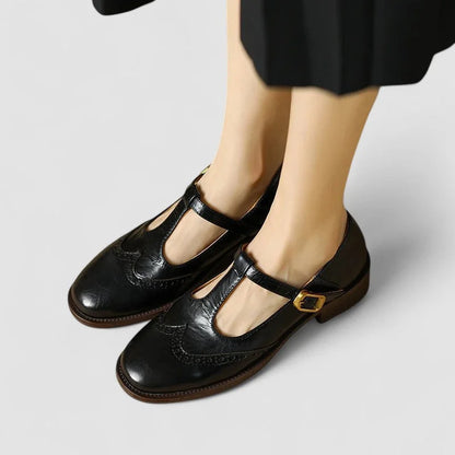 Scarpe Mary Jane in pelle con cinturino a T e fibbia