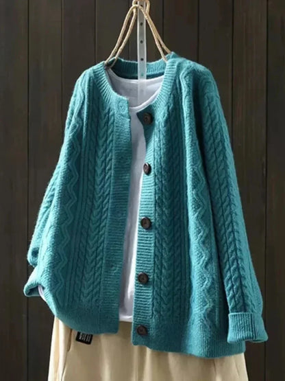 Cardigan oversize a trecce con bottoni