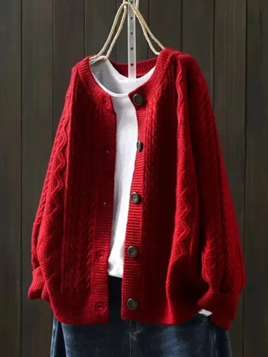 Cardigan oversize a trecce con bottoni