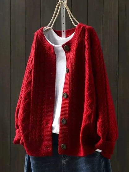 Cardigan oversize a trecce con bottoni