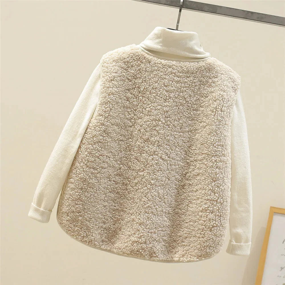 Gilet sherpa con scollo a V e bottoni
