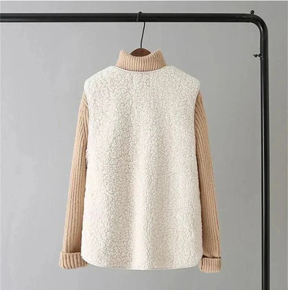 Gilet sherpa con scollo a V e bottoni